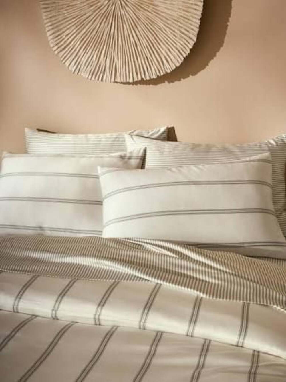 Cozy Earth Baja King Duvet Cover in Alabaster with Oceanside Stripe